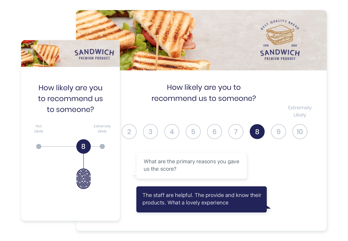 Customizable customer feedback software for retail and food industry