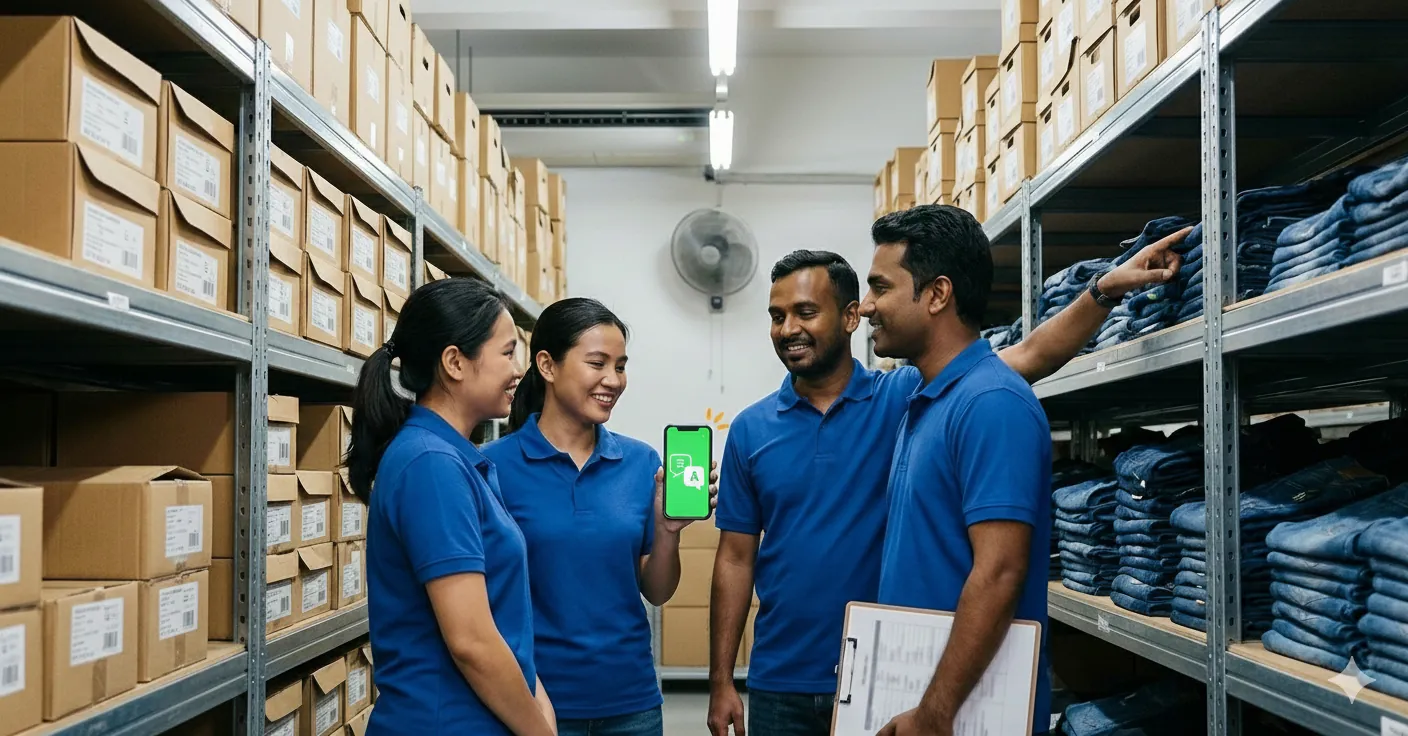 Backroom staff in storage room using Dynamic Translation